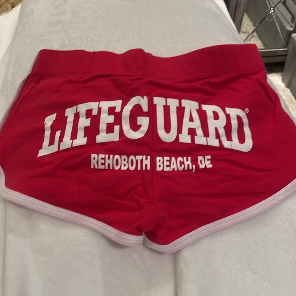 LIFEGUARD BOOTY SHORTS REHOBETH BEACH RED WHITE NWOT SZ small MEDIUM